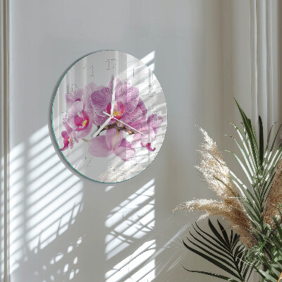 Ronde glazen klok Orchideeën