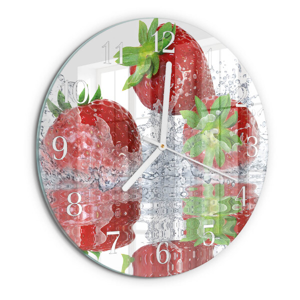 Ronde glazen klok Aardbeien