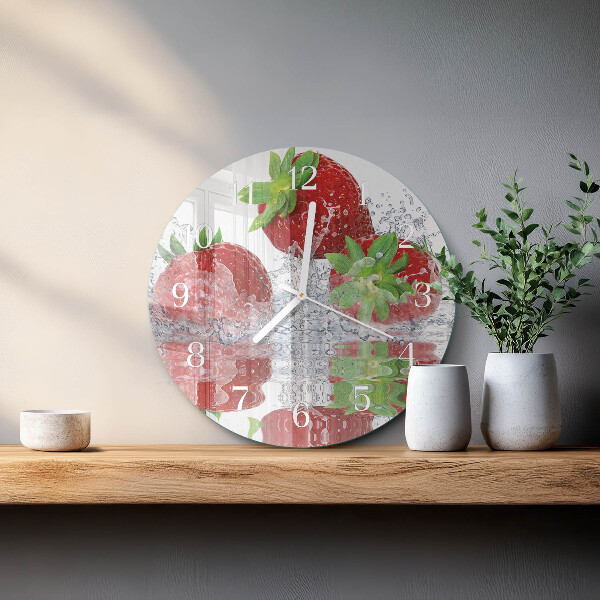 Ronde glazen klok Aardbeien