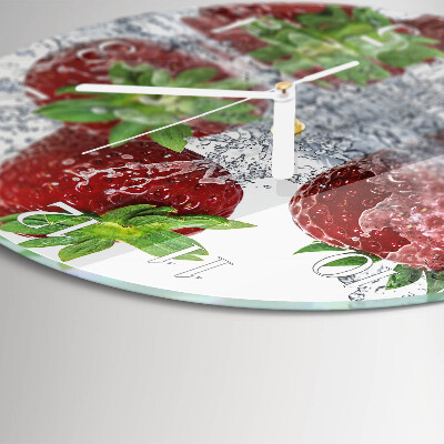 Ronde glazen klok Aardbeien