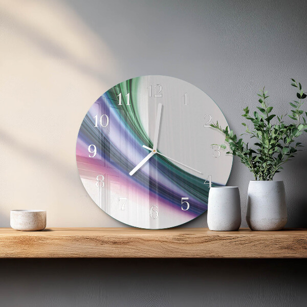 Ronde glazen klok Abstracte lijnen