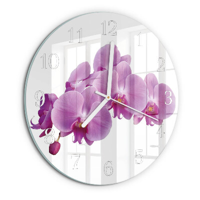 Ronde glazen klok Orchidee