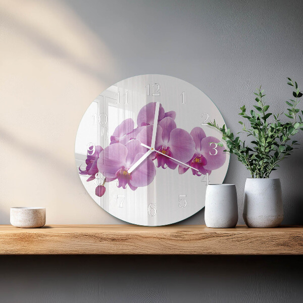 Ronde glazen klok Orchidee