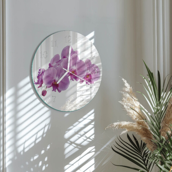 Ronde glazen klok Orchidee
