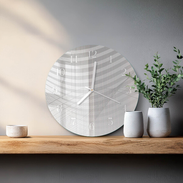Ronde glazen klok Abstracte lijnen