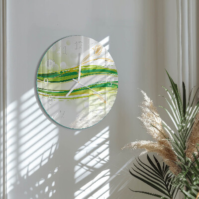 Ronde glazen klok Abstracte lijnen