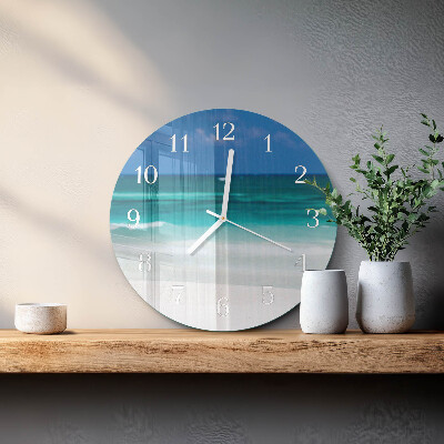 Ronde glazen klok Strand Zee