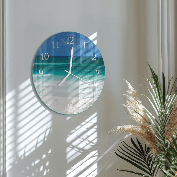 Ronde glazen klok Strand Zee