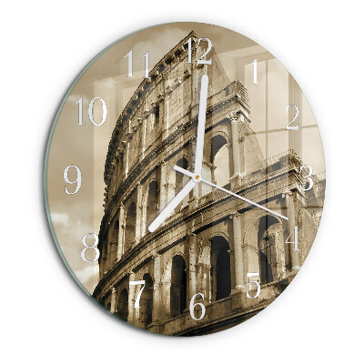 Ronde glazen klok Sepia Colosseum