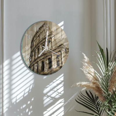 Ronde glazen klok Sepia Colosseum