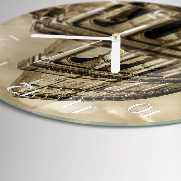 Ronde glazen klok Sepia Colosseum
