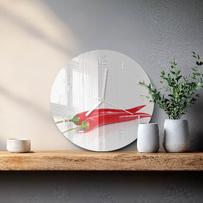 Ronde glazen klok Chilipepers