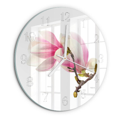 Ronde glazen klok Magnolia bloem