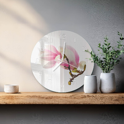Ronde glazen klok Magnolia bloem