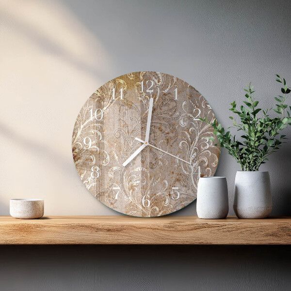 Ronde glazen klok Bloemenpatroon
