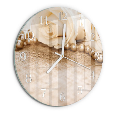Ronde glazen klok Vintage sepia rozen