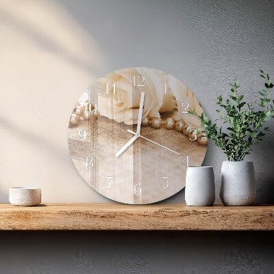 Ronde glazen klok Vintage sepia rozen
