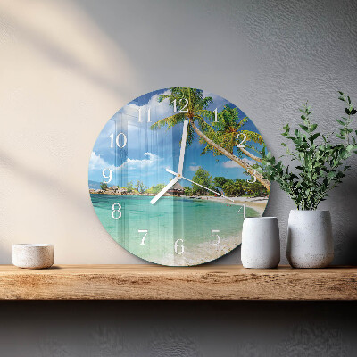 Ronde glazen klok Strandpalmbomen