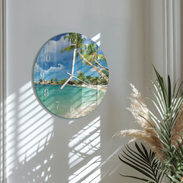 Ronde glazen klok Strandpalmbomen