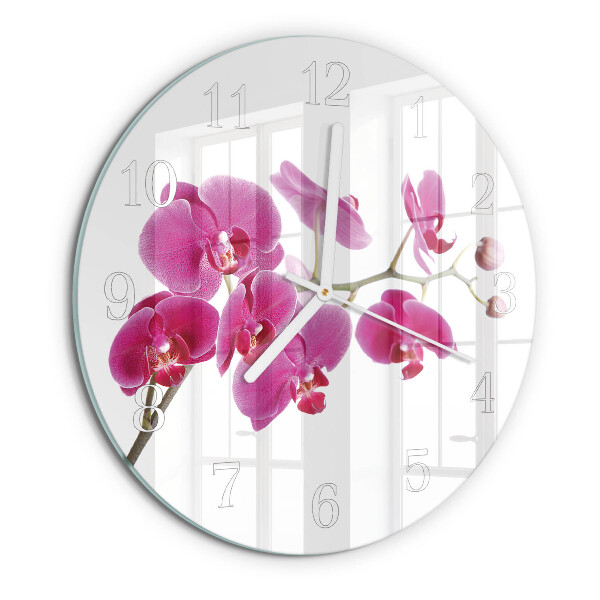 Ronde glazen klok Orchidee