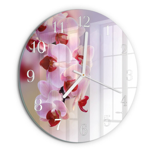 Ronde glazen klok Orchidee