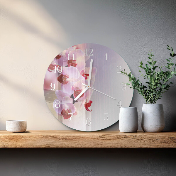 Ronde glazen klok Orchidee