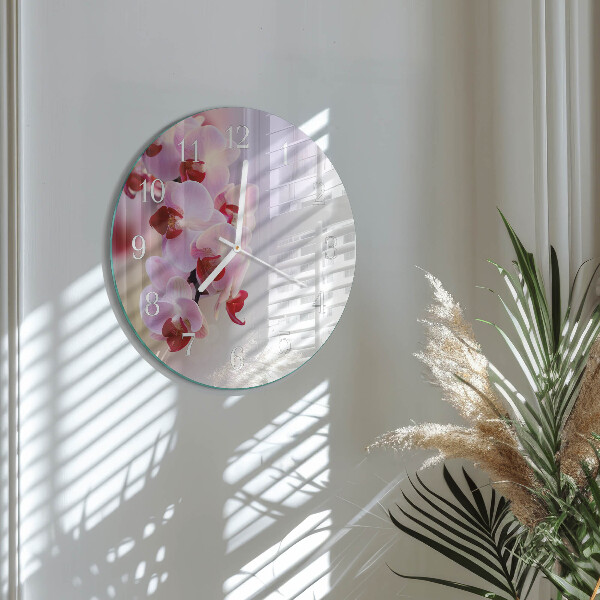 Ronde glazen klok Orchidee
