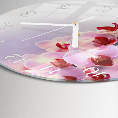 Ronde glazen klok Orchidee