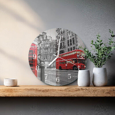 Ronde glazen klok Rode bus