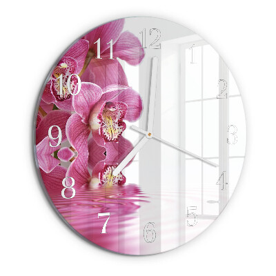 Ronde glazen klok Orchidee