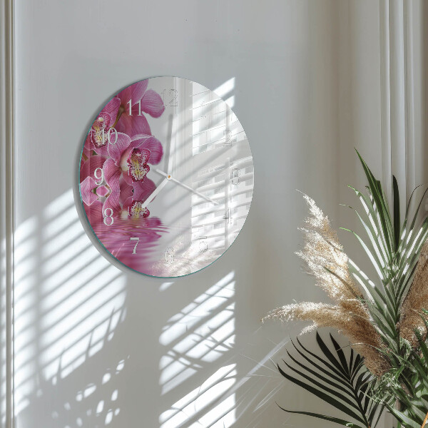 Ronde glazen klok Orchidee