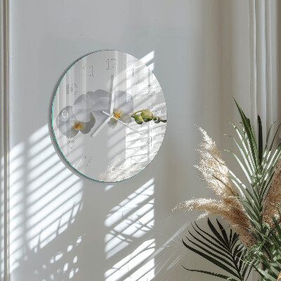 Ronde glazen klok Orchidee