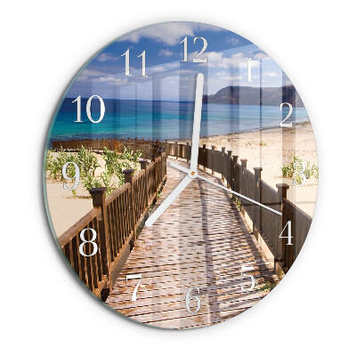 Ronde glazen klok Strand Zee