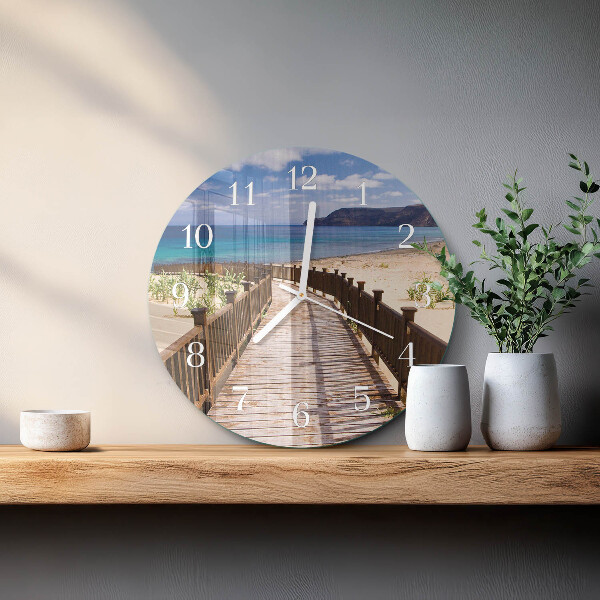 Ronde glazen klok Strand Zee