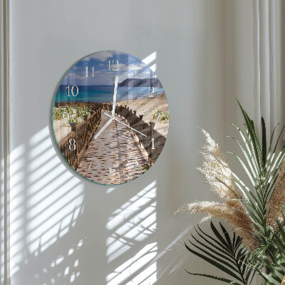 Ronde glazen klok Strand Zee