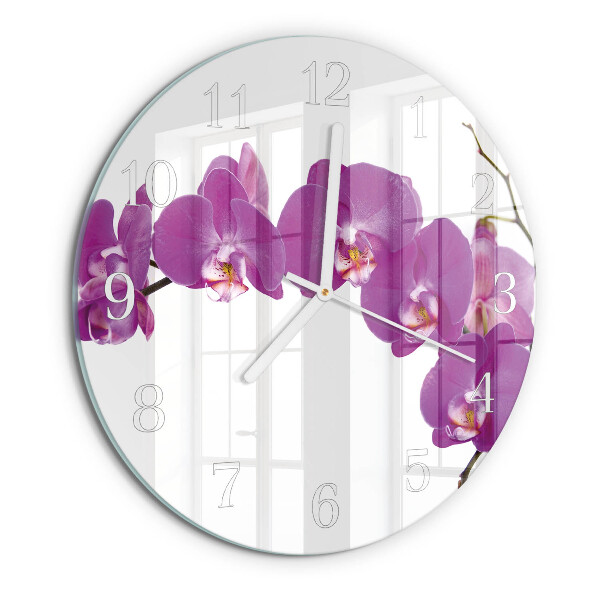 Ronde glazen klok Orchidee