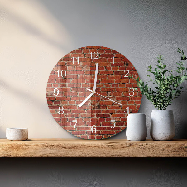 Ronde glazen klok Bakstenen muur