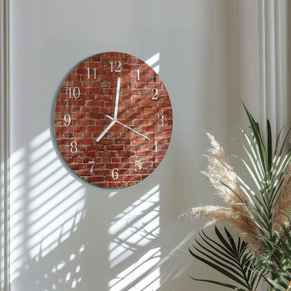 Ronde glazen klok Bakstenen muur