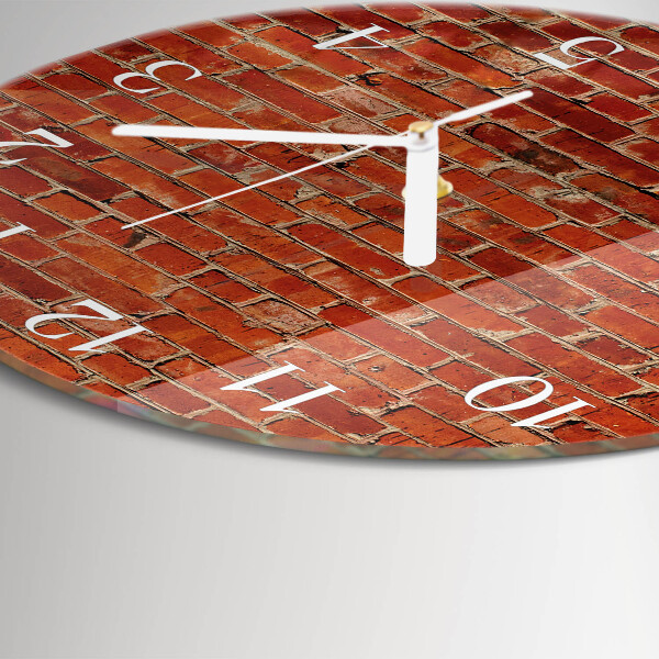 Ronde glazen klok Bakstenen muur