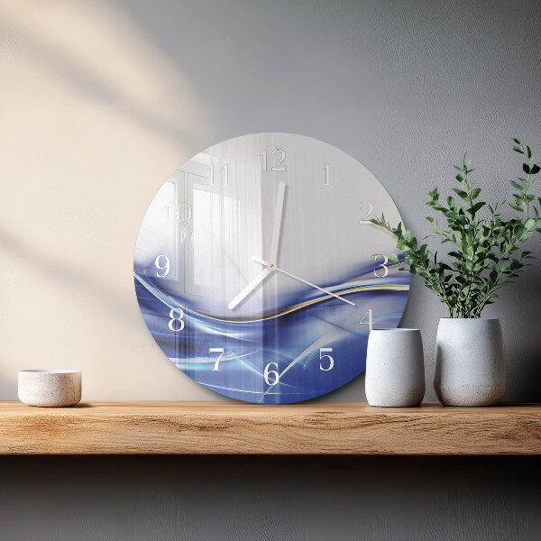 Ronde glazen klok Abstracte lijnen