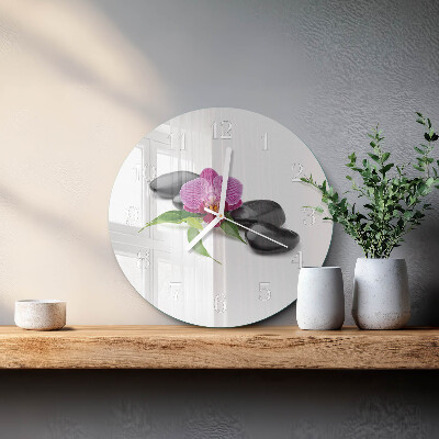 Ronde glazen klok Orchidee