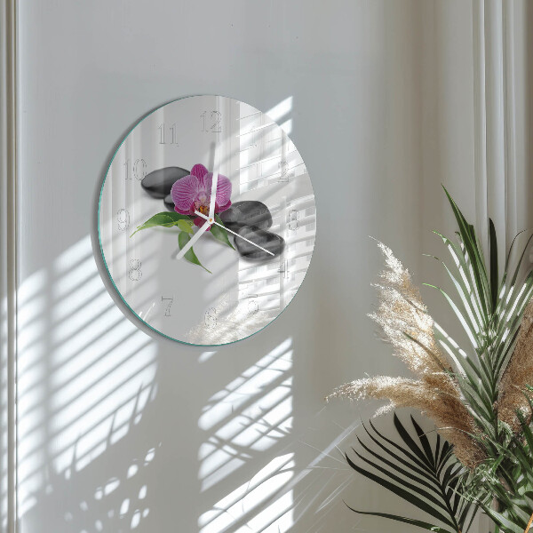 Ronde glazen klok Orchidee