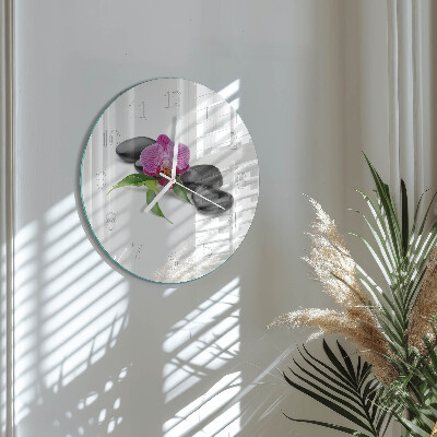 Ronde glazen klok Orchidee