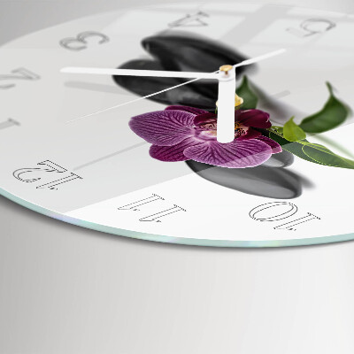 Ronde glazen klok Orchidee