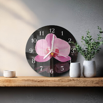 Ronde glazen klok Orchidee