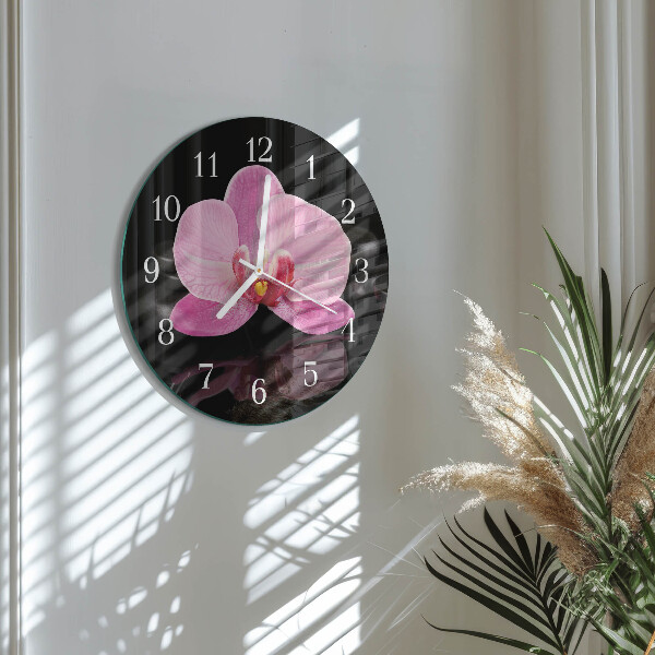 Ronde glazen klok Orchidee