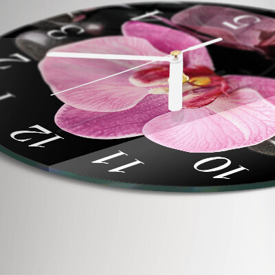 Ronde glazen klok Orchidee