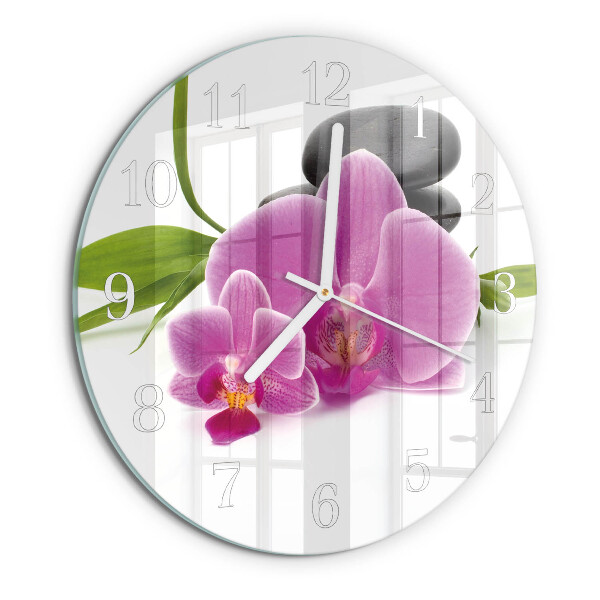 Ronde glazen klok Orchidee