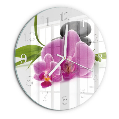 Ronde glazen klok Orchidee