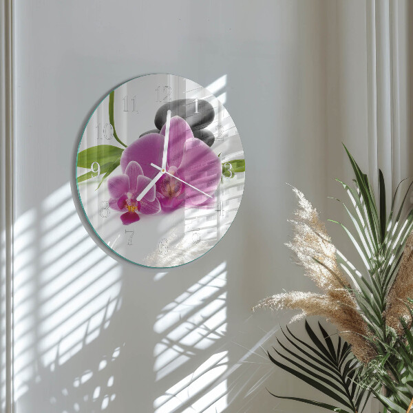Ronde glazen klok Orchidee